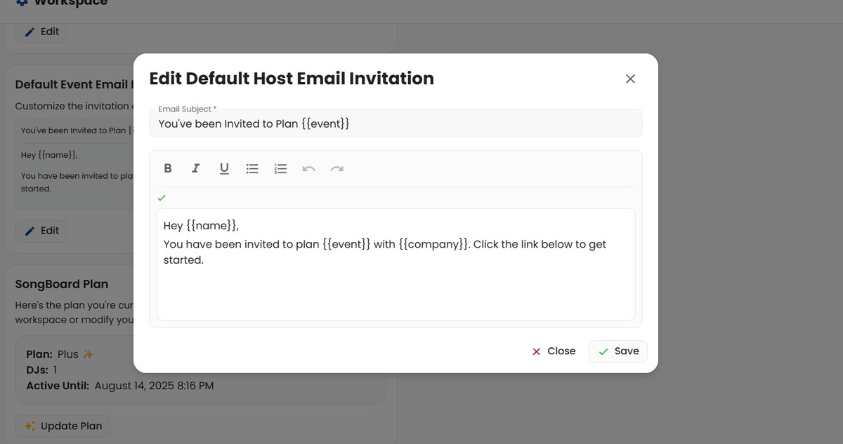 Updating The Event Email Invitation