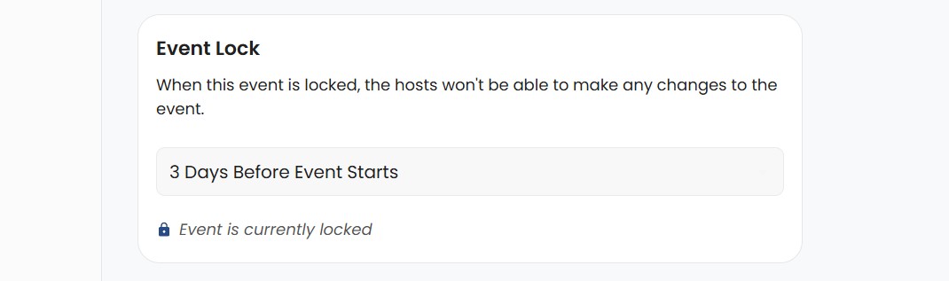 Event Settings Event Lock With Status