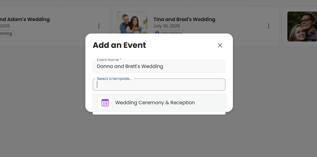 Creating an Event from an Event Template