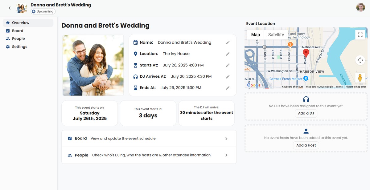 Setting Up Event Overview Page