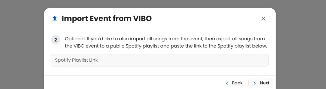 Importing Spotify Playlist from VIBO into SongBoard