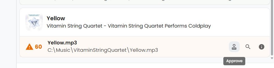 Approving Song Matches in SongBoard