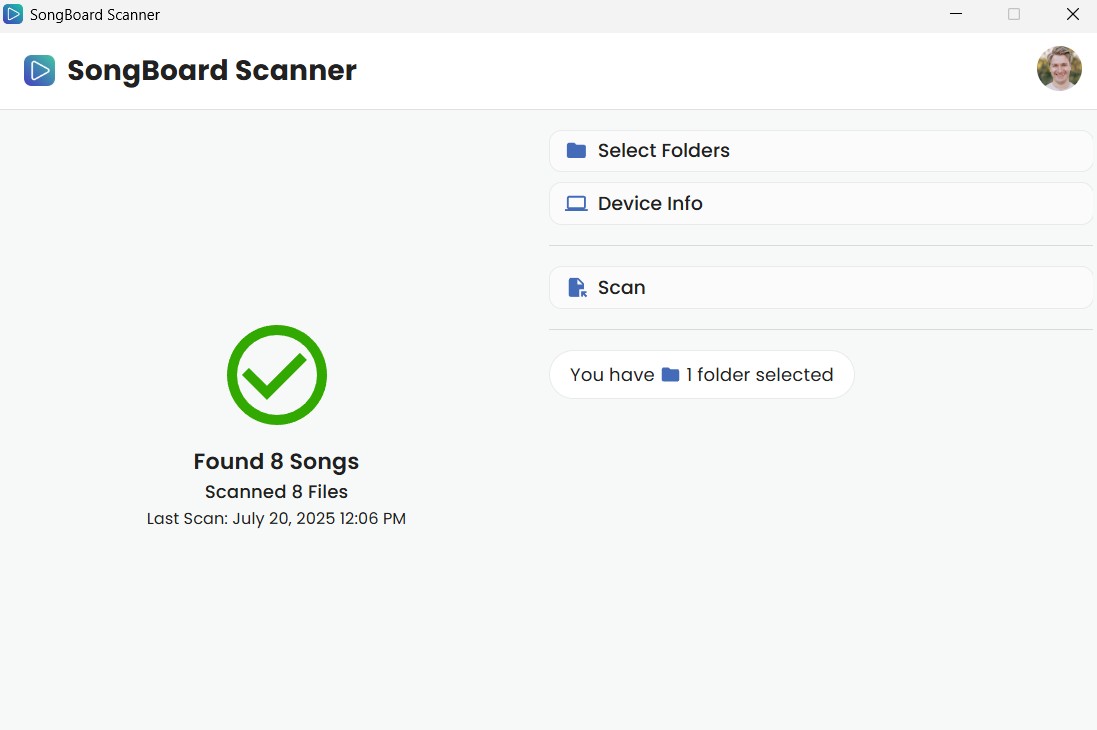 A Completed Scan with SongBoard Scanner