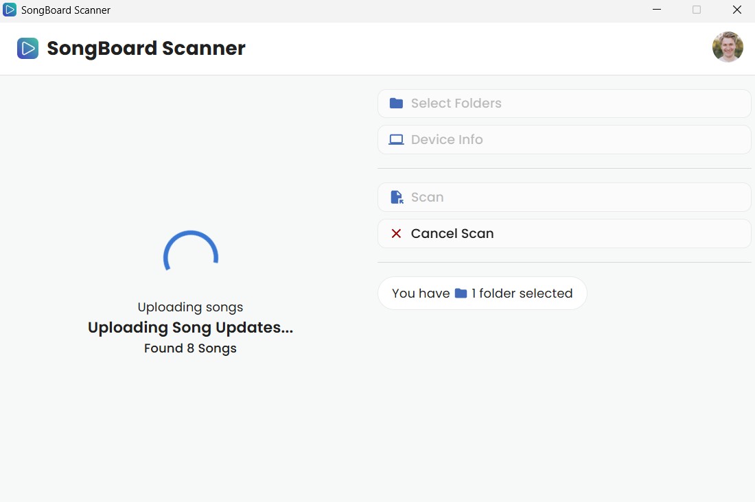 An In-Progress Scan with SongBoard Scanner
