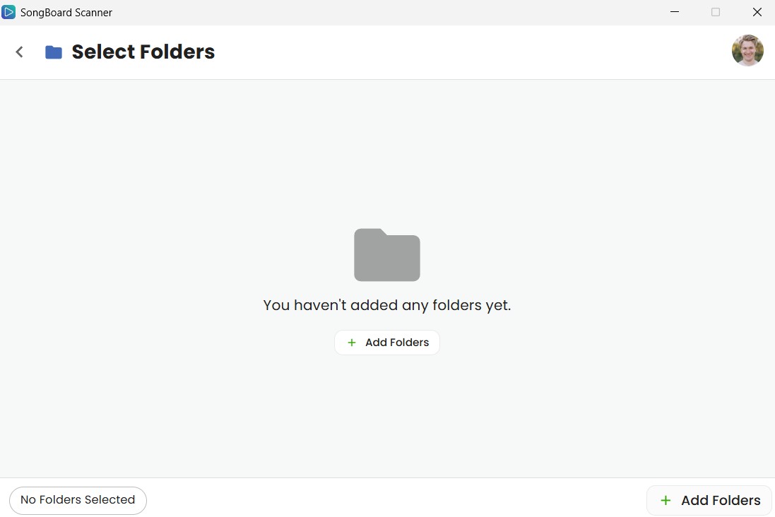 Selecting Folders in SongBoard Scanner (No Folders Selected)