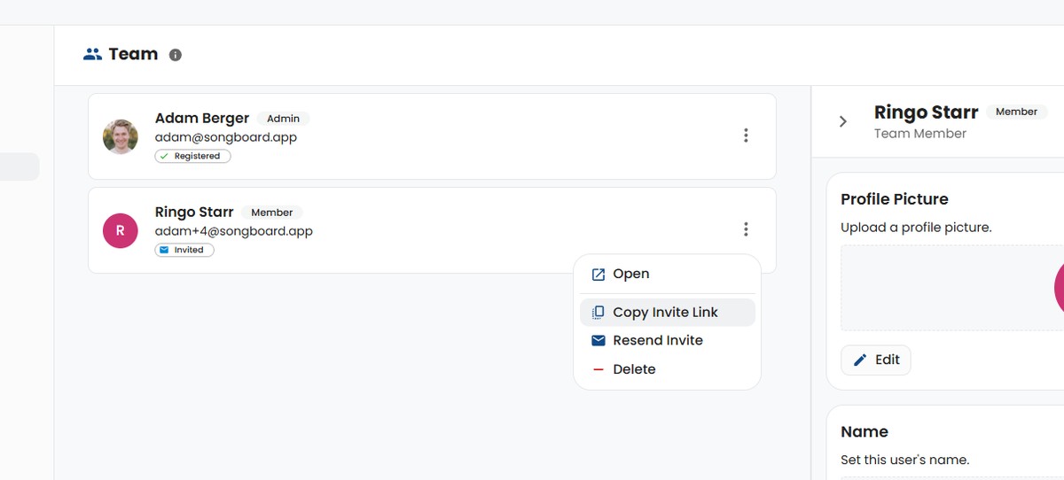 Copy Invite Link Button
